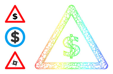 spectrum gradient linear mesh dollar warning icon vector image