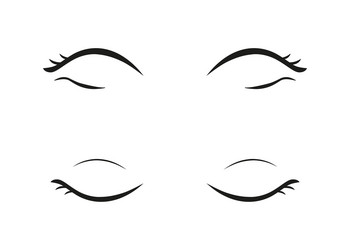 female opened and closed eyes vector