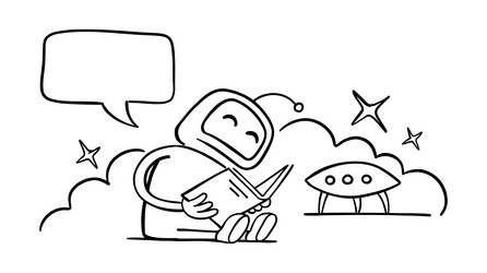 robot reading book instructions user guide vector image
