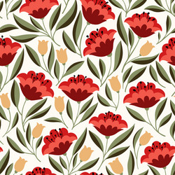 Folk flowers bright seamless pattern Royalty Free Vector