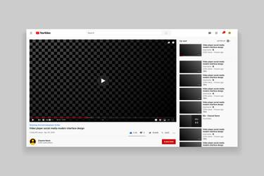 Responsive design desktop web video player page vector