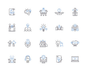 solution outline icons collection vector