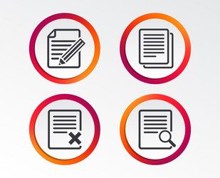document icons search delete and edit file vector image
