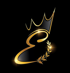 Gold crown and leaf monogram initial letter r Vector Image
