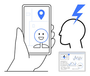 mobile app user experience with geolocation data vector image