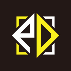 p o initials quadrangle monogram with square vector image