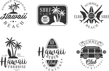 Retro Surf Club Hawaii Badges Vector Image