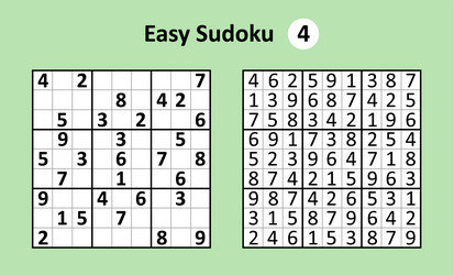 sudoku game with answers easy complexity simple vector image