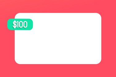 Blank rectangular text box with attached dolar100 vector