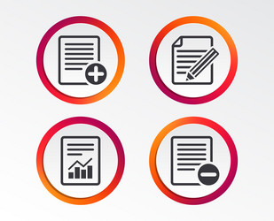 document icons file with chart graph vector image