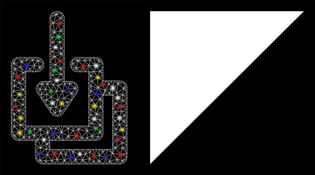 glowing mesh network downloads icon with flash vector image