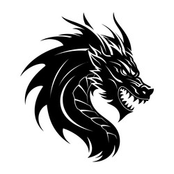 intricate silhouette of a fierce dragon head Vector Image