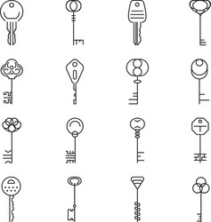 Linear Key Icons - Security & Access vector image