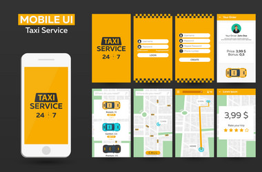 mobile app taxi service material design ui ux vector