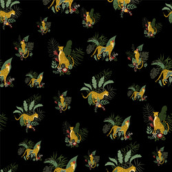 Seamless pattern with wild jungle cheetah on black vector