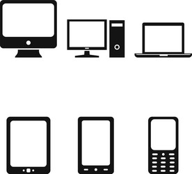 set device icons personal computer monitor vector image
