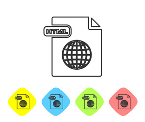 Grey line html file document download button vector