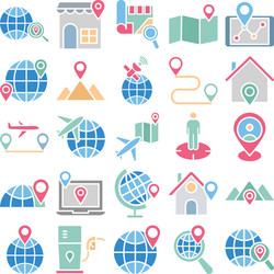 map and navigation isolated icons set vector image