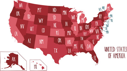 United States Of America Map Red Usa Outline Vector Image United States Of America Map Red Usa Outline Vector Image