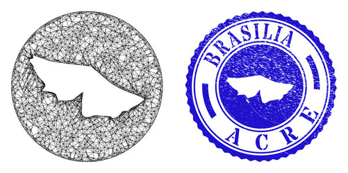 mesh net inverted acre state map and distress vector image
