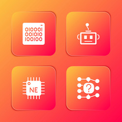 Set binary code artificial intelligence robot vector