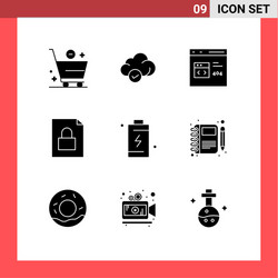 Solid glyph pack 9 universal symbols cell vector