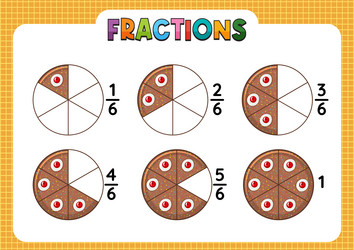 fractions using pizza slice examples vector image