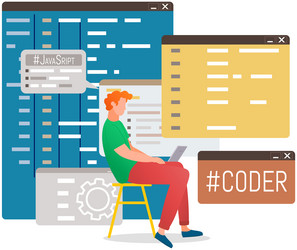 programmer engineering and coding set vector image