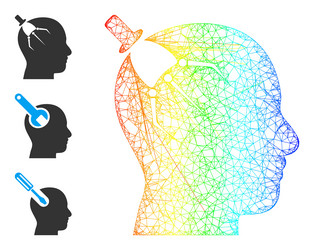 Rainbow gradient net mesh brain intruder icon vector