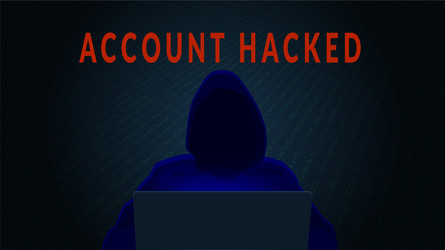 Account hacked concept with silhouette of hacker vector