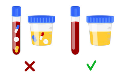 Blood and urine samples with without different vector