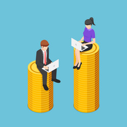 Isometric businessman and businesswoman working vector