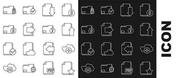 Set line document with star add cloud upload vector