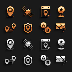 Set location shield map pointer with star city vector