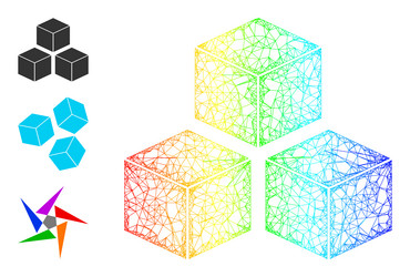 Spectral gradient net mesh cubes icon vector