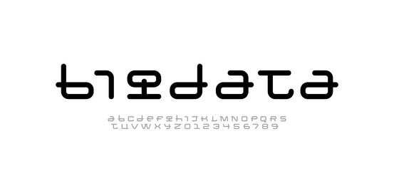 Technical wide future font digital cyber alphabet vector