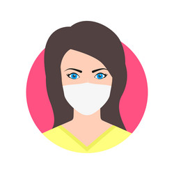 Woman face icon in medical mask female person vector