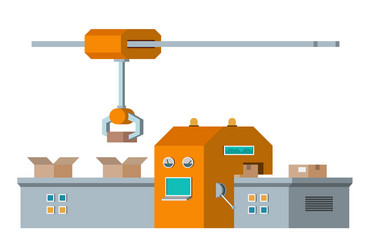 Assembly line automated conveyor system vector