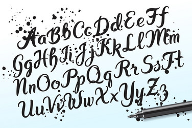 Hand drawn brushpen alphabet letters vector