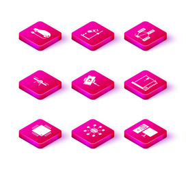 set processor with microcircuits cpu social vector image