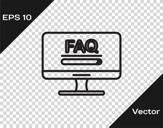 black line computer monitor with text faq vector image