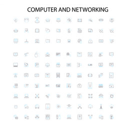computer and networking icons signs outline vector image