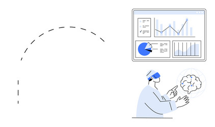data scientist analyzing charts with virtual vector image