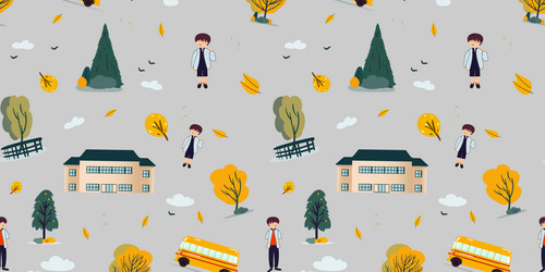 design pattern with school building vector image