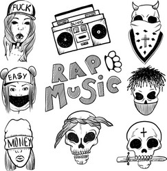 Urban Skull Rapper Girl Vector Image