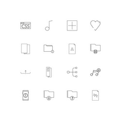 Files and folders sign linear thin icons set vector