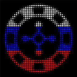 Halftone russian roulette casino chip icon vector