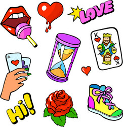 Pop art style fashion stickers set vector