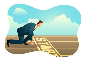 businessman ready to sprint on starting line vector