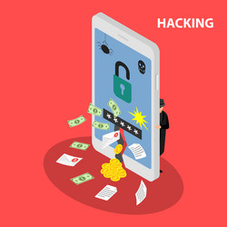 hacking smartphone database vector image